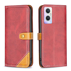 Custodia Portafoglio In Pelle Cover con Supporto B14F per OnePlus Nord N20 5G Rosso