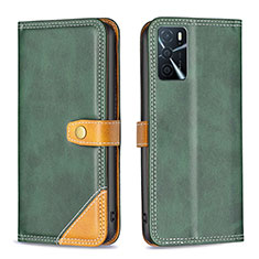 Custodia Portafoglio In Pelle Cover con Supporto B14F per Oppo A16s Verde