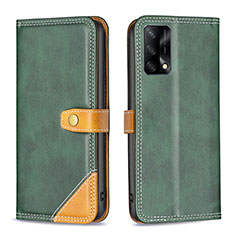 Custodia Portafoglio In Pelle Cover con Supporto B14F per Oppo A74 4G Verde