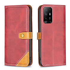 Custodia Portafoglio In Pelle Cover con Supporto B14F per Oppo A95 5G Rosso