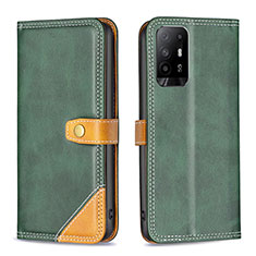 Custodia Portafoglio In Pelle Cover con Supporto B14F per Oppo A95 5G Verde