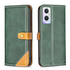 Custodia Portafoglio In Pelle Cover con Supporto B14F per Oppo A96 5G Verde