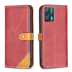 Custodia Portafoglio In Pelle Cover con Supporto B14F per Realme 9 5G Rosso