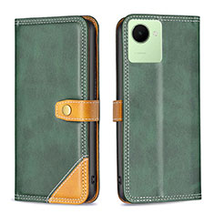 Custodia Portafoglio In Pelle Cover con Supporto B14F per Realme C30 Verde