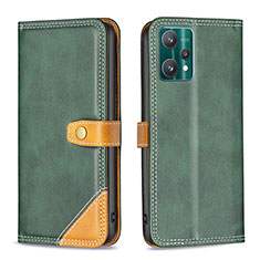 Custodia Portafoglio In Pelle Cover con Supporto B14F per Realme V25 5G Verde