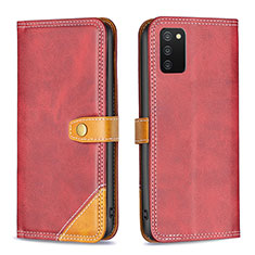 Custodia Portafoglio In Pelle Cover con Supporto B14F per Samsung Galaxy A03s Rosso