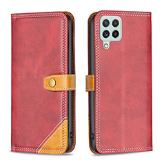 Custodia Portafoglio In Pelle Cover con Supporto B14F per Samsung Galaxy A22 4G Rosso