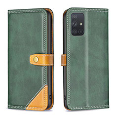 Custodia Portafoglio In Pelle Cover con Supporto B14F per Samsung Galaxy A71 4G A715 Verde