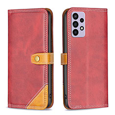 Custodia Portafoglio In Pelle Cover con Supporto B14F per Samsung Galaxy A72 4G Rosso