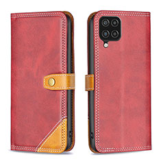 Custodia Portafoglio In Pelle Cover con Supporto B14F per Samsung Galaxy M12 Rosso