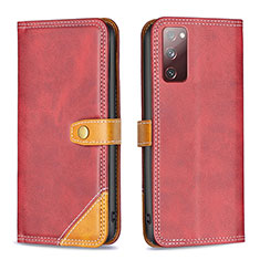 Custodia Portafoglio In Pelle Cover con Supporto B14F per Samsung Galaxy S20 FE (2022) 5G Rosso