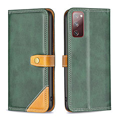 Custodia Portafoglio In Pelle Cover con Supporto B14F per Samsung Galaxy S20 FE (2022) 5G Verde