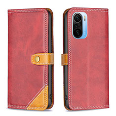 Custodia Portafoglio In Pelle Cover con Supporto B14F per Xiaomi Mi 11i 5G Rosso