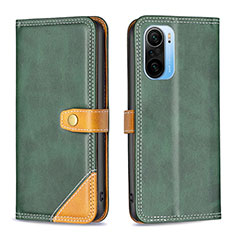 Custodia Portafoglio In Pelle Cover con Supporto B14F per Xiaomi Mi 11X Pro 5G Verde