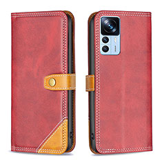 Custodia Portafoglio In Pelle Cover con Supporto B14F per Xiaomi Mi 12T 5G Rosso