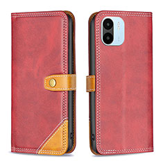 Custodia Portafoglio In Pelle Cover con Supporto B14F per Xiaomi Poco C50 Rosso