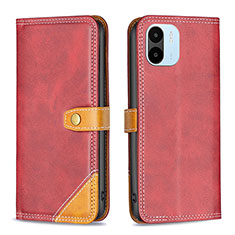 Custodia Portafoglio In Pelle Cover con Supporto B14F per Xiaomi Poco C51 Rosso