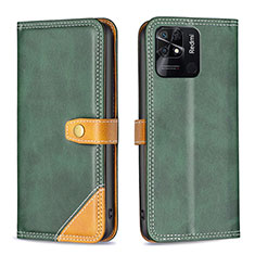 Custodia Portafoglio In Pelle Cover con Supporto B14F per Xiaomi Redmi 10 Power Verde