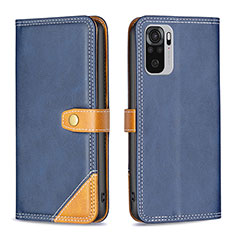 Custodia Portafoglio In Pelle Cover con Supporto B14F per Xiaomi Redmi Note 10 4G Blu