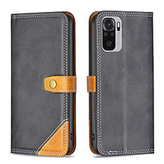 Custodia Portafoglio In Pelle Cover con Supporto B14F per Xiaomi Redmi Note 10 4G Nero