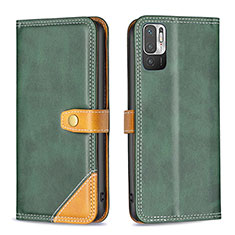 Custodia Portafoglio In Pelle Cover con Supporto B14F per Xiaomi Redmi Note 10 5G Verde