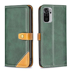 Custodia Portafoglio In Pelle Cover con Supporto B14F per Xiaomi Redmi Note 10S 4G Verde