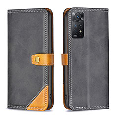 Custodia Portafoglio In Pelle Cover con Supporto B14F per Xiaomi Redmi Note 11 Pro 4G Nero