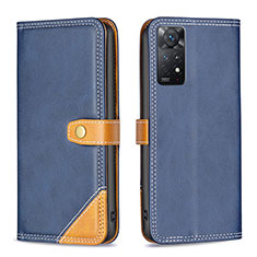 Custodia Portafoglio In Pelle Cover con Supporto B14F per Xiaomi Redmi Note 11 Pro 5G Blu