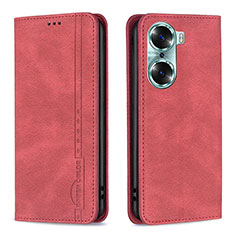 Custodia Portafoglio In Pelle Cover con Supporto B15F per Huawei Honor 60 5G Rosso