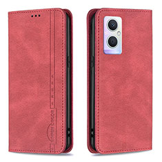 Custodia Portafoglio In Pelle Cover con Supporto B15F per OnePlus Nord N20 5G Rosso