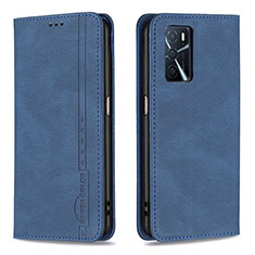 Custodia Portafoglio In Pelle Cover con Supporto B15F per Oppo A16 Blu