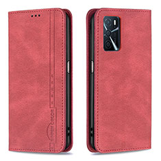 Custodia Portafoglio In Pelle Cover con Supporto B15F per Oppo A16 Rosso