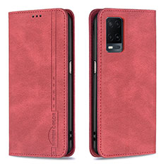 Custodia Portafoglio In Pelle Cover con Supporto B15F per Oppo A54 4G Rosso