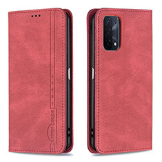 Custodia Portafoglio In Pelle Cover con Supporto B15F per Oppo A54 5G Rosso