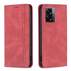 Custodia Portafoglio In Pelle Cover con Supporto B15F per Oppo A57 5G Rosso