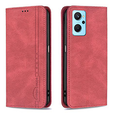 Custodia Portafoglio In Pelle Cover con Supporto B15F per Oppo A96 4G Rosso