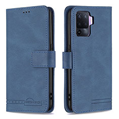 Custodia Portafoglio In Pelle Cover con Supporto B15F per Oppo Reno5 F Blu