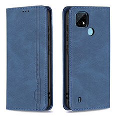 Custodia Portafoglio In Pelle Cover con Supporto B15F per Realme C21 Blu