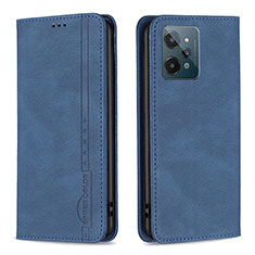 Custodia Portafoglio In Pelle Cover con Supporto B15F per Realme C31 Blu