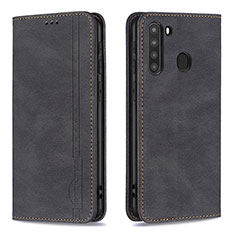 Custodia Portafoglio In Pelle Cover con Supporto B15F per Samsung Galaxy A21 Nero