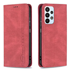 Custodia Portafoglio In Pelle Cover con Supporto B15F per Samsung Galaxy A23 4G Rosso