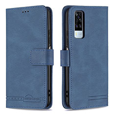 Custodia Portafoglio In Pelle Cover con Supporto B15F per Vivo Y53s NFC Blu