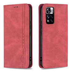 Custodia Portafoglio In Pelle Cover con Supporto B15F per Xiaomi Mi 11i 5G (2022) Rosso