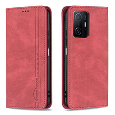 Custodia Portafoglio In Pelle Cover con Supporto B15F per Xiaomi Mi 11T 5G Rosso