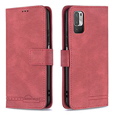 Custodia Portafoglio In Pelle Cover con Supporto B15F per Xiaomi POCO M3 Pro 5G Rosso