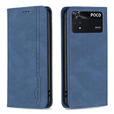 Custodia Portafoglio In Pelle Cover con Supporto B15F per Xiaomi Poco M4 Pro 4G Blu