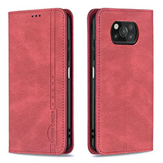 Custodia Portafoglio In Pelle Cover con Supporto B15F per Xiaomi Poco X3 NFC Rosso