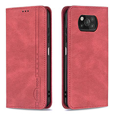 Custodia Portafoglio In Pelle Cover con Supporto B15F per Xiaomi Poco X3 Pro Rosso