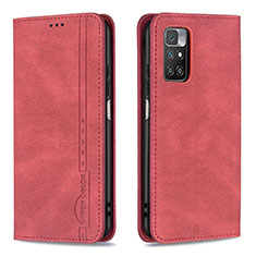 Custodia Portafoglio In Pelle Cover con Supporto B15F per Xiaomi Redmi 10 (2022) Rosso