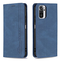 Custodia Portafoglio In Pelle Cover con Supporto B15F per Xiaomi Redmi Note 10 4G Blu